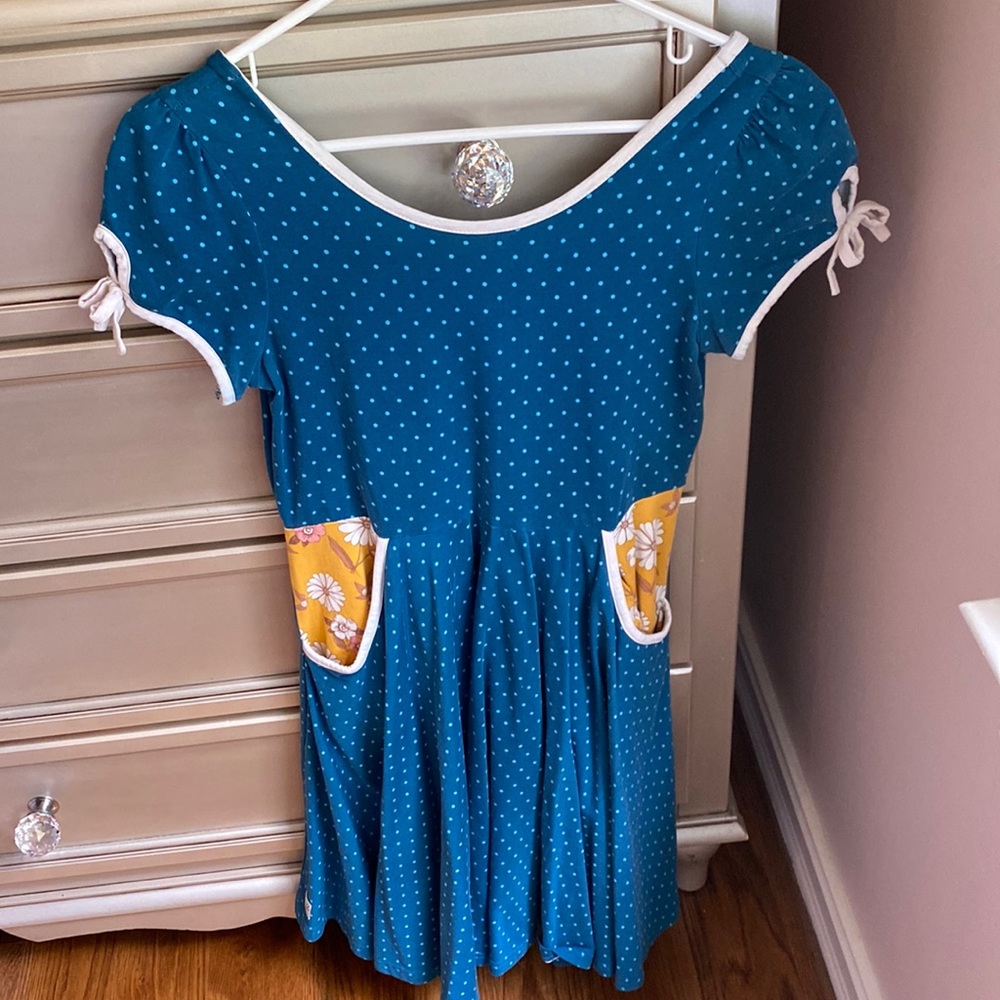 Wild Flowers size 14 blue polka dot dress